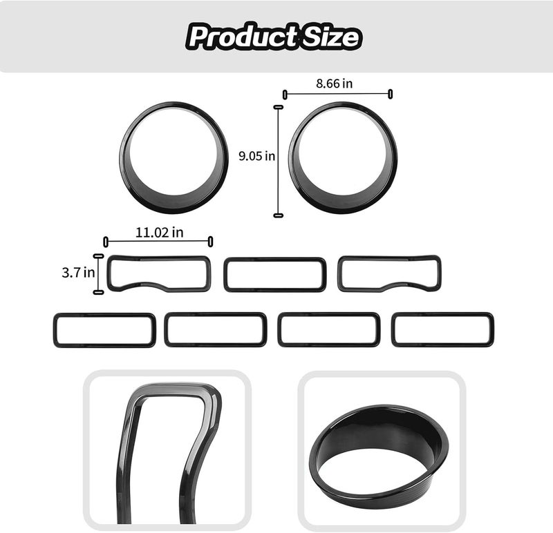 JeCar Grill Inserts for 2024 2025+ Jeep Wrangler JL JLU Grill Cover & Headlight Covers Trim Kit (Black 9pcs) - Image 4